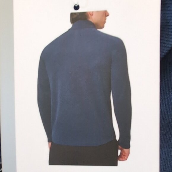 Men's Blue Quarter Zip Sweater - Picture 3 of 5